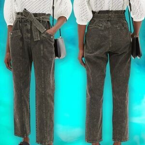 NWT Sea New York ‘Idun’ Denim Acid Wash Paperbag Pants in “Graphite” Size 0